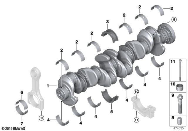 2018 BMW 540d xDrive Connecting Rod Bolt Diagram for 11247589671