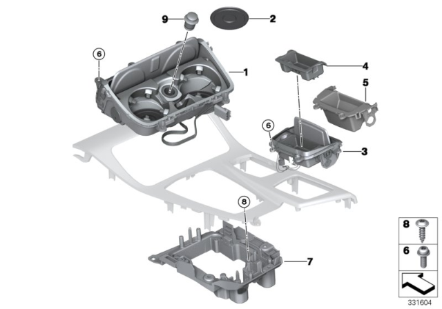 2016 BMW 550i Mounted Parts For Centre Console Diagram 2