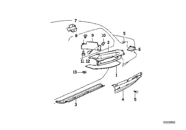 1995 BMW 530i Heat Insulator Floor Panel Trunk Diagram