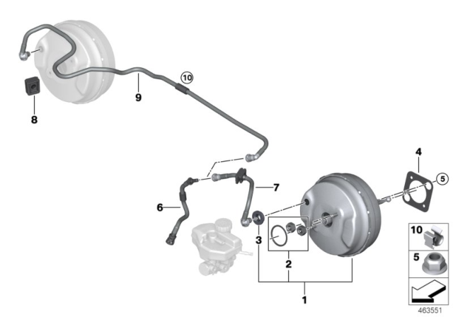 2018 BMW 530i REPAIR KIT POWER BRAKE UNIT Diagram for 34336874524