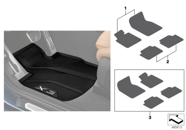 2020 BMW X4 Floor Mats Diagram