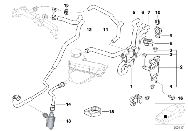 2001 BMW X5 Water Valve Bracket Diagram for 64126900151