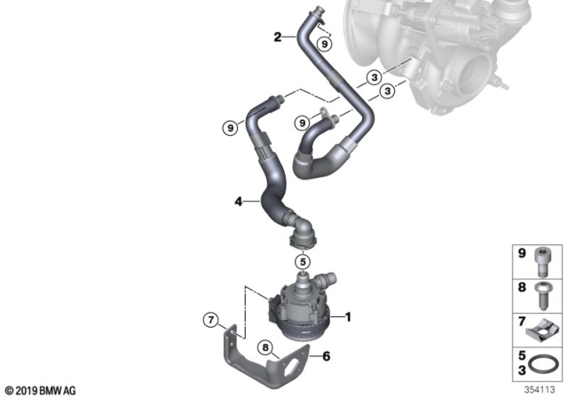 2019 BMW i8 Coolant Pipe, Flow Diagram for 11537625154