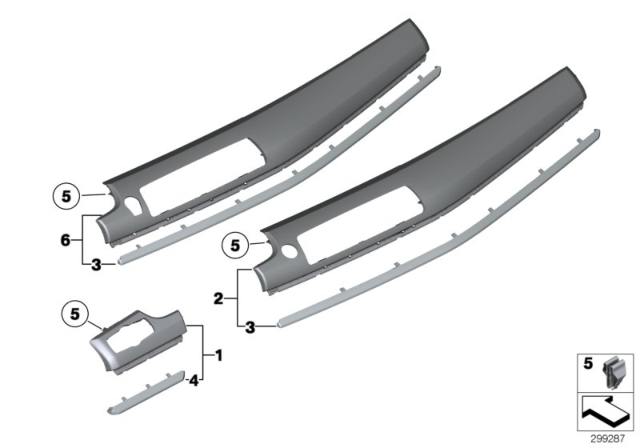 2010 BMW 550i GT xDrive Accent Strip, Left Diagram for 51459165359