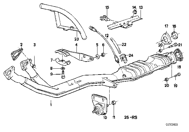 1986 BMW 735i Exhaust System With Catalytic Converter Diagram