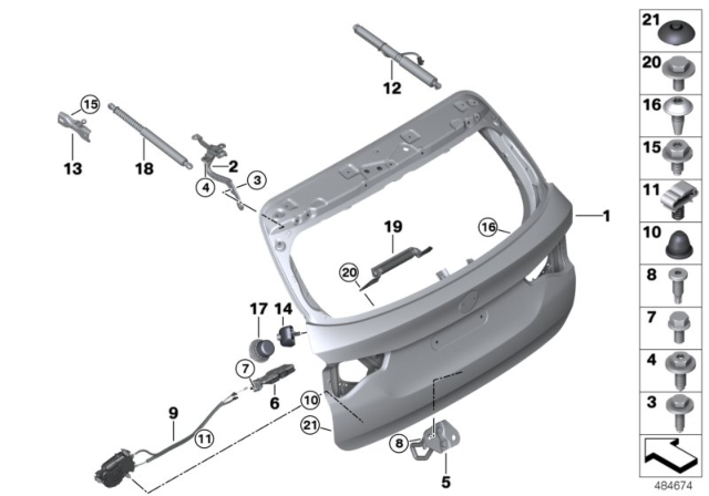 2019 BMW X3 Trunk Lock Actuator Motor Diagram for 51247357112