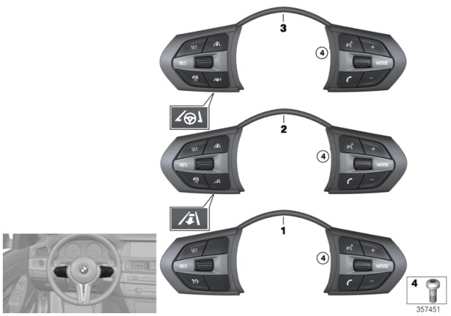 2015 BMW X6 Switch, Steering Wheel Diagram 2