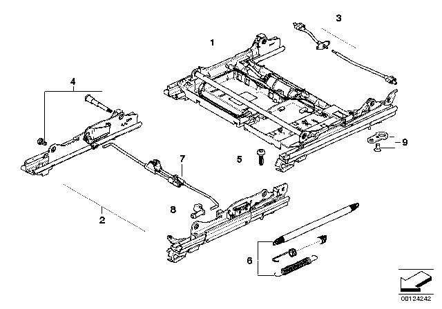 2008 BMW 550i Front Seat Rail Diagram 2