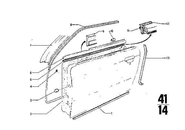 1970 BMW 2800CS Door Weatherstrip Diagram