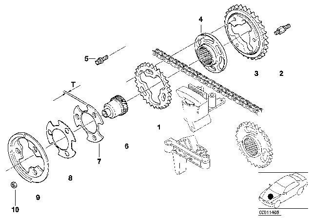 2004 BMW 325i Valve Train, Timing Chain, Upper Diagram 2