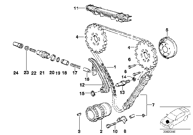 1998 BMW 750iL Timing And Valve Train - Timing Chain Diagram