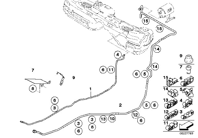 2015 BMW X1 Fuel Pipes / Mounting Parts Diagram