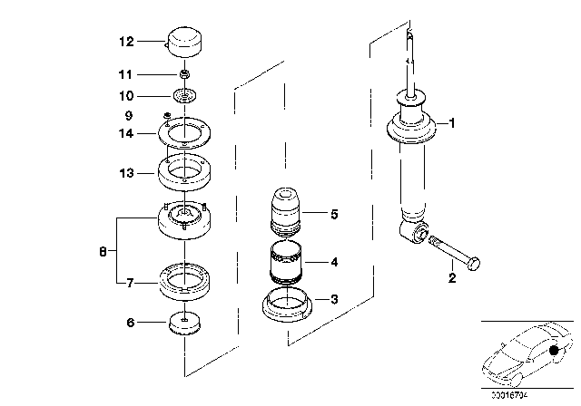 1997 BMW 740i Guide Support Diagram for 33521094091