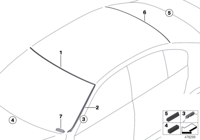 2015 BMW 328i Glazing, Mounting Parts Diagram
