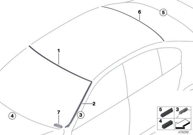 2013 BMW 328i Glazing, Mounting Parts Diagram