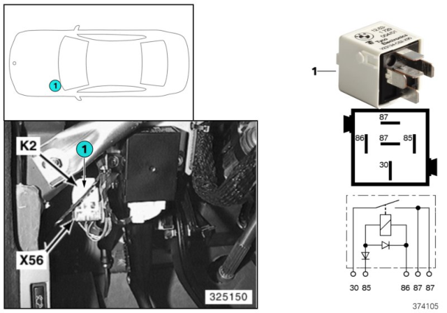 2000 BMW 528i Relay, Fanfare Diagram