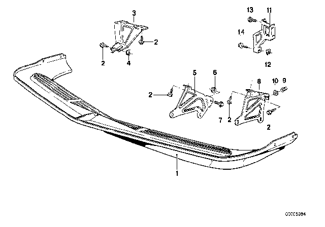 1988 BMW M6 Front Bumper Mounting Parts Diagram 1