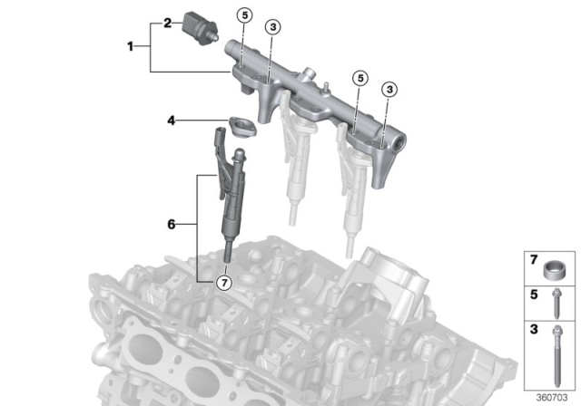 2016 BMW i8 High-Pressure Rail / Injector Diagram
