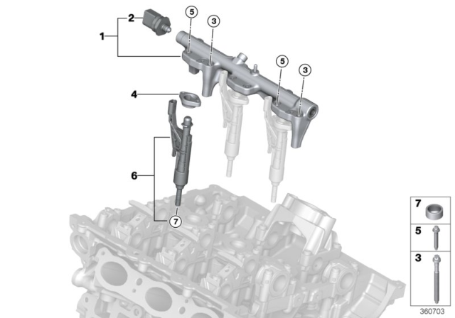 2020 BMW i8 High-Pressure Rail / Injector Diagram