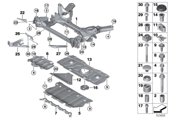 2020 BMW M340i HOLDER FOR ENGINE GUARD FRON Diagram for 31146884361