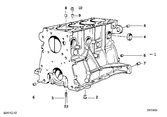 1991 BMW 318i Engine Block & Mounting Parts Diagram 1