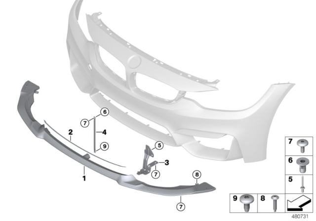 2017 BMW M4 Support For Front Splitter Diagram for 51118066630