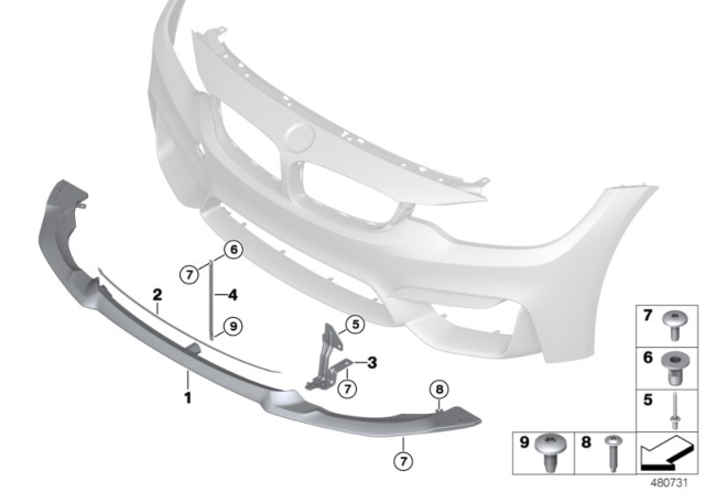 2018 BMW M3 Front Spoiler Diagram