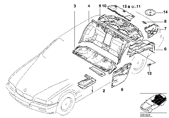 1996 BMW 740iL Sound Insulating Door Rear Left Diagram for 51488163875