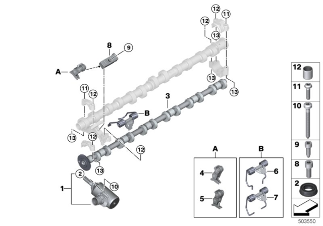 2020 BMW 440i Valve Timing Gear, Eccentric Shaft, Actuator Diagram