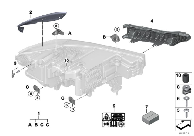 2020 BMW X7 Single Components For Headlight Diagram