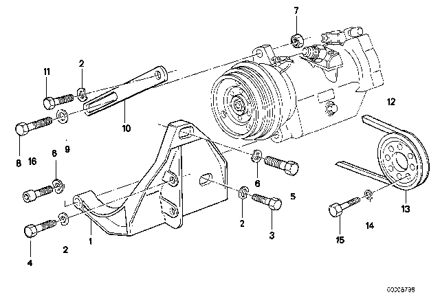 1986 BMW 735i Attaching Parts Compressor Diagram