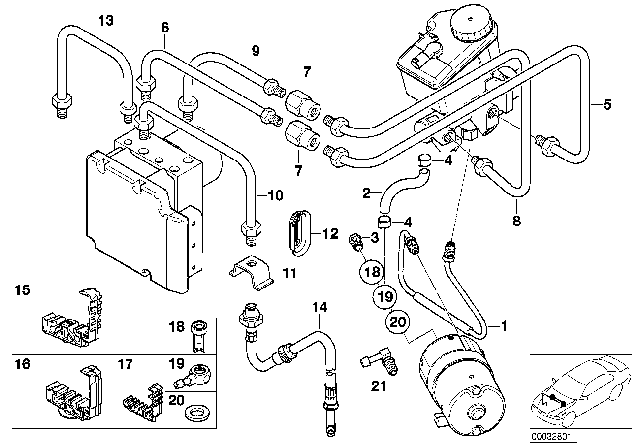 2000 BMW 328Ci Front Brake Pipe, DSC Diagram