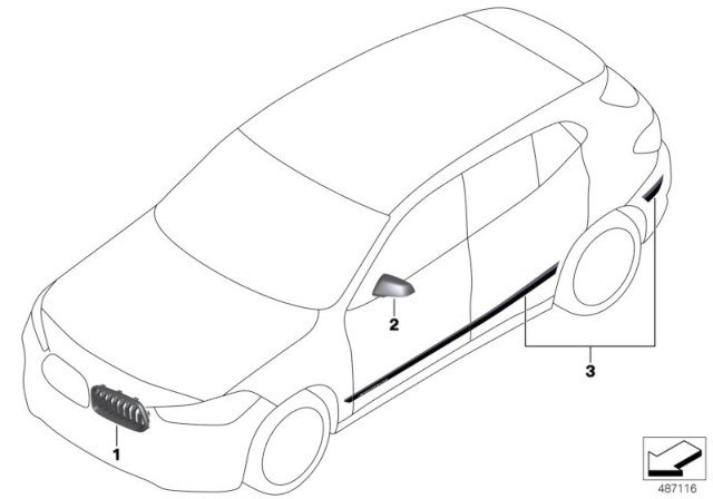 2019 BMW X2 M Performance Aerodynamics Accessories Diagram