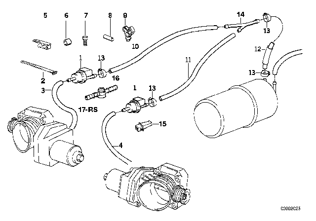 1995 BMW 850CSi Fuel Tank Breather Valve / Disturb. Air Valve Diagram