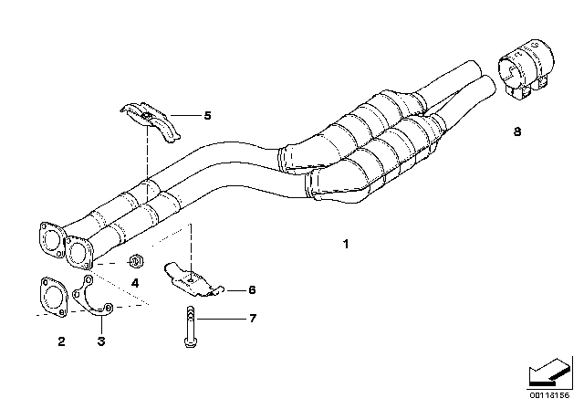 2003 BMW 325i Catalytic Converter / Front Silencer Diagram