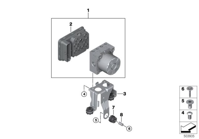 2020 BMW Z4 Hydro Unit DSC / Control Unit / Fastening Diagram