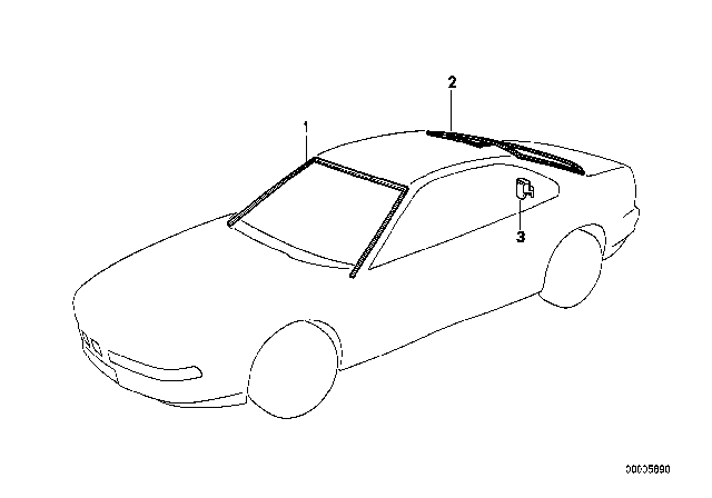 1996 BMW 850Ci Glazing, Mounting Parts Diagram