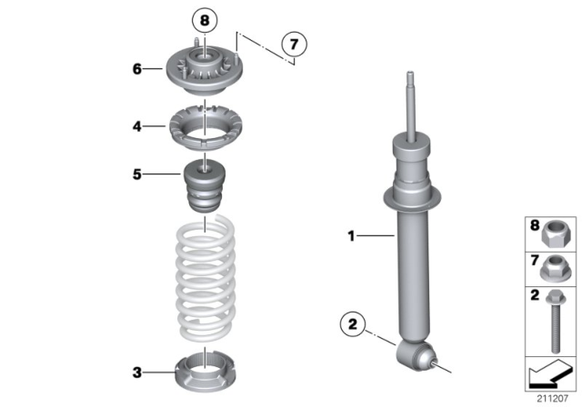 2019 BMW 640i xDrive Gran Coupe Rear Spring Strut Mounting Parts Diagram