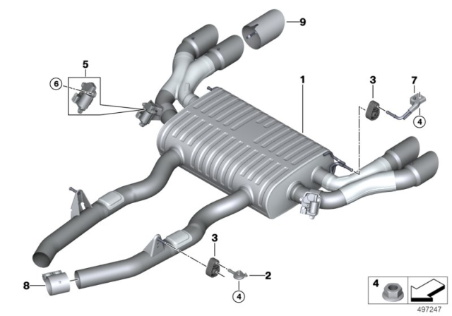 2020 BMW X4 M REAR MUFFLER WITH EXHAUST FL Diagram for 18308093533