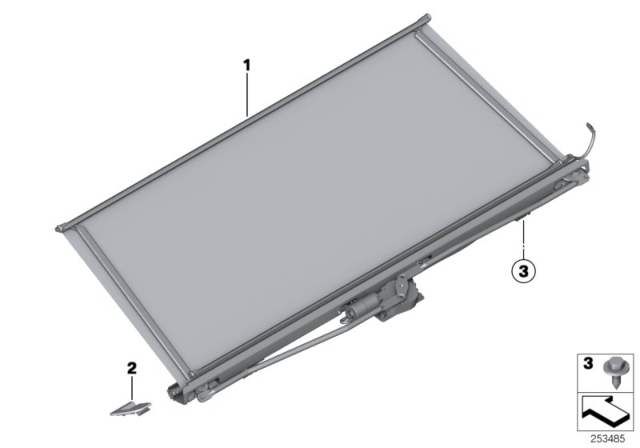 2014 BMW M6 Roller Sun Blind, Storage Shelf Diagram