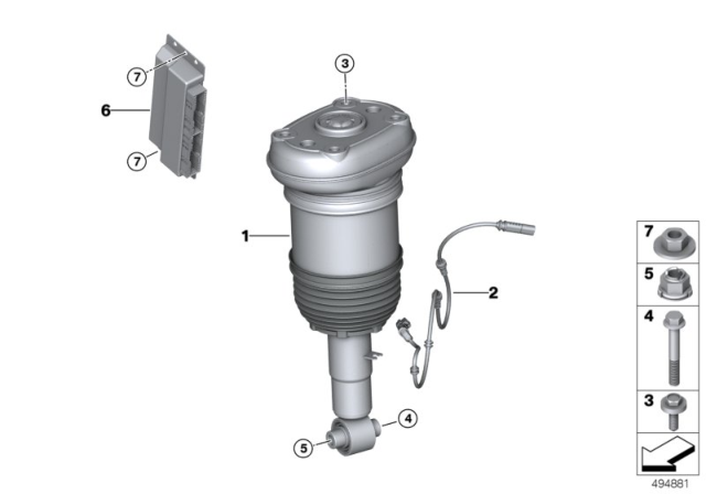 2019 BMW X7 Air Spring Strut, Rear / Control Units Diagram