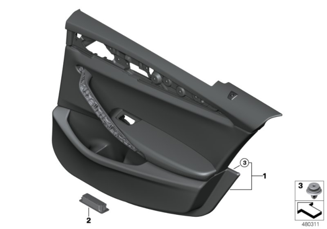 2018 BMW 530e Door Trim, Rear Diagram 2