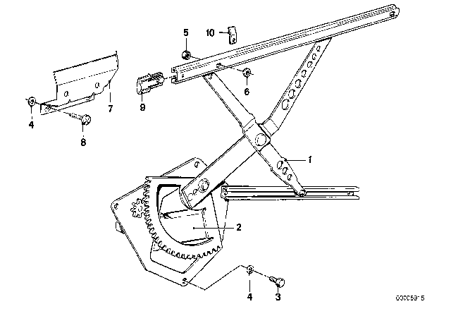 1981 BMW 528i Door Window Lifting Mechanism Diagram 1