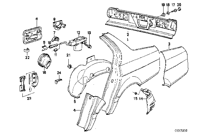 1993 BMW 750iL Side Panel / Tail Trim Diagram