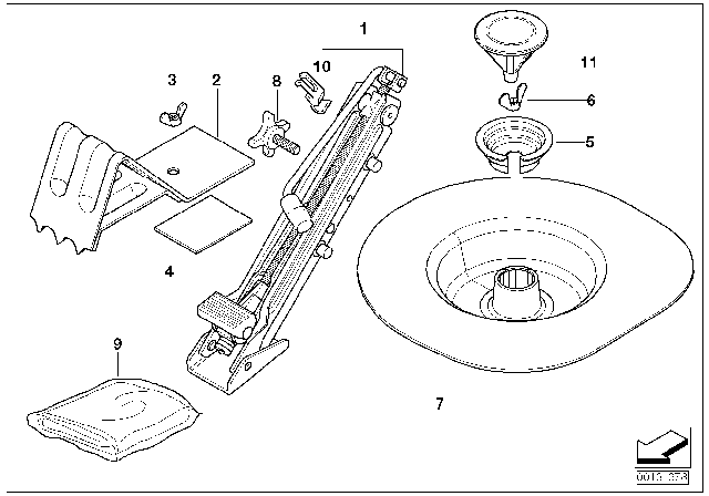 2005 BMW M3 Tool Kit / Lifting Jack Diagram