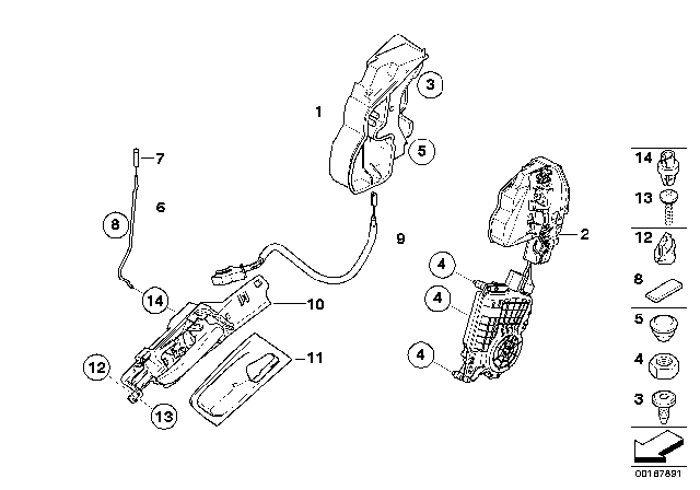 2007 BMW X5 Locking System, Door, Front Diagram 1