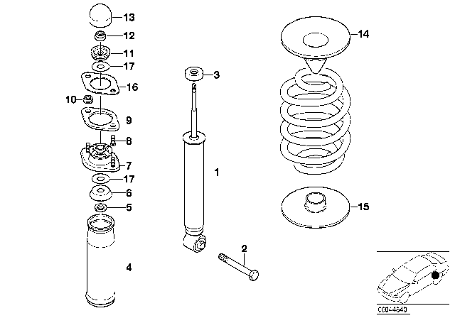 2001 BMW Z3 M Single Components For Rear Spring Strut Diagram