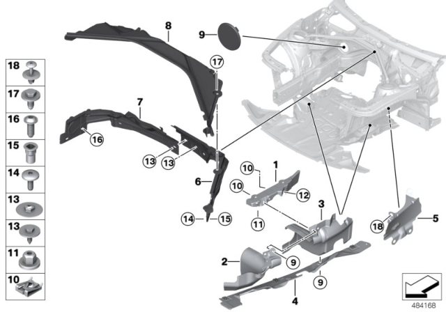 2016 BMW 228i xDrive Mounting Parts, Engine Compartment Diagram