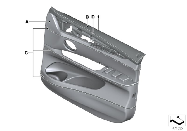 2018 BMW X5 M Individual Door Trim Panel Diagram 2