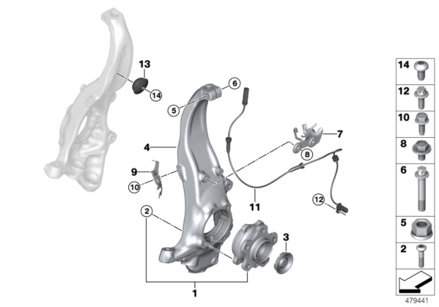 2017 BMW 740i Carrier / Wheel Bearing, Front Diagram